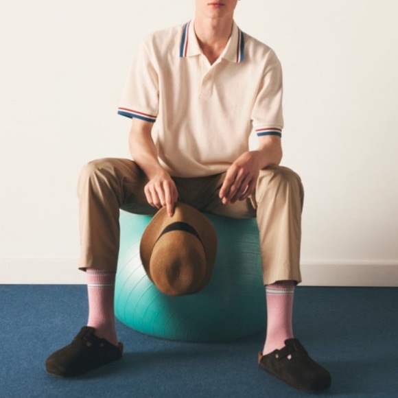 UNIQLO x JW ANDERSON Pink Lined Socks Stripes Unisex 27-29cm Shoe Size 8-11 - Picture 3 of 4